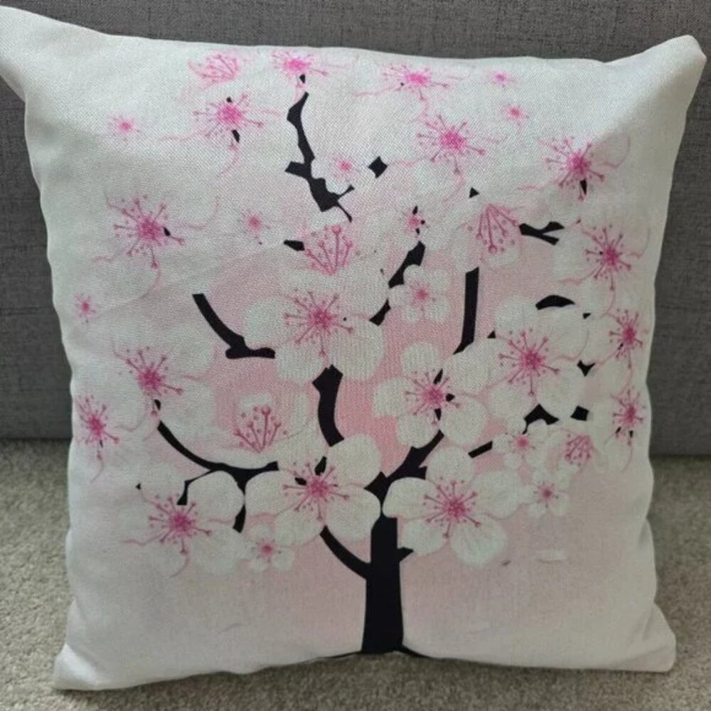 5 PCS Set of 3D Print Cushion Cover 16” x 16” Cherry Blosson Pink